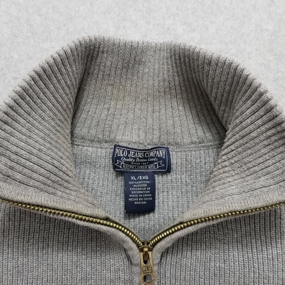 Ralph Lauren Sweater Mens XL Gray Pullover Zip‎ Mock Neck Long Sleeve - Picture 5 of 9